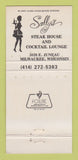 Matchbook Cover - Sally's Steak House Milwaukee WI 30 Strike