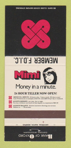 Matchbook Cover - Bank of Oxford MS Mimi girlie 30 Strike