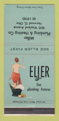 Matchbook Cover - Eljer Plumbing Miller Heating Norwood OH girlie WEAR 30 Strike