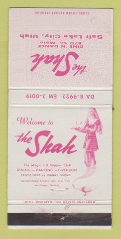 Matchbook Cover - The Shah Restaurant Salt Lake City UT girlie POOR 30 Strike