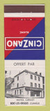 Matchbook Cover - Cinzano Blanc Liquor Hotel Grelet Bort Les Orgues France