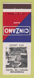 Matchbook Cover - Cinzano Blanc Liquor Hotel De L'Union Mirambeau France