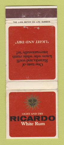 Matchbook Cover - Ricardo White Rum South Africa WEAR