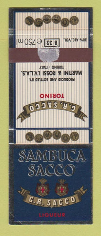 Matchbook Cover - Sambuca Sacco Liquor Torino Italy WORN
