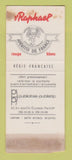 Matchbook Cover - Le Fontenoy Arcachon ST Raphael Liquor POOR STRIKER