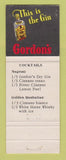 Matchbook Cover - Cinzano Vermouth Liuqor White Horse Scotch Gordon's Gin