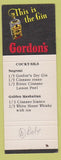 Matchbook Cover - Cinzano Vermouth Liuqor White Horse Scotch Gordon's Gin