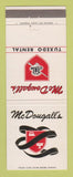 Matchbook Cover - McDougall's Laundry Tuxedo Rental San Antonio TX