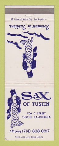 Matchbook Cover - Sax of Tustin Clothes Furs CA girlie