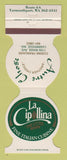 Matchbook Cover - La Cipollina Italian Restaurant Cambridge MA Yarmouthport