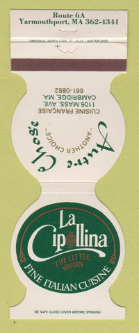 Matchbook Cover - La Cipollina Italian Restaurant Cambridge MA Yarmouthport