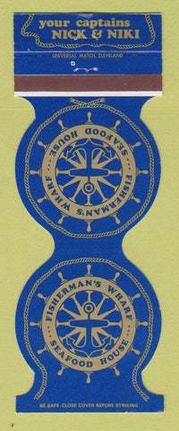 Matchbook Cover - Fisherman's Wharf Seafood Parma Heights Bedford Columbus OH