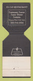 Matchbook Cover - El Cid Restaurant Miami FL