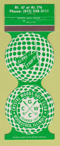 Matchbook Cover - Crystal Woods Golf Club Woodstock IL CREASE