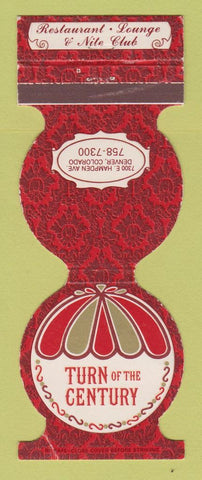 Matchbook Cover - Turn of the Century Restaurant Denver Colorado
