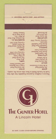 Matchbook Cover - Gunter Hotel San Antonio TX