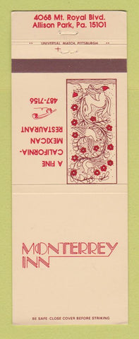 Matchbook Cover - Monterrey Inn Allison Park PA