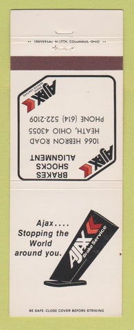 Matchbook Cover - Ajax Brakes Shocks Alignment Heath OH