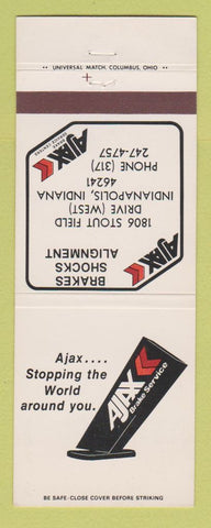 Matchbook Cover - Ajax Brakes Shocks Alignment Indianapolis IN