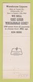 Matchbook Cover - Warehouse Liquors Williamsville NY