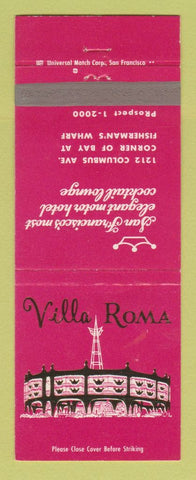 Matchbook Cover - Villa Roma San Francisco CA