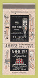 Matchbook Cover - AH Riise Liquors St Thomas West Indies 30 Strike