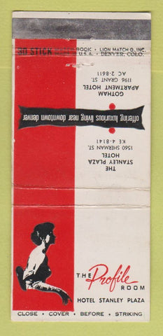 Matchbook Cover - Hotel Stanley Plaza Denver Colorado girlie WEAR 30 Stick
