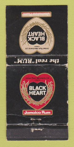 Matchbook Cover - Black Heart Jamaican Rum New Zealand WORN 30 Strike