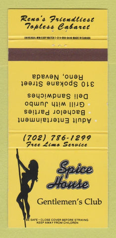 Matchbook Cover - Spice House Strip Club Reno NV girlie 30 Strike