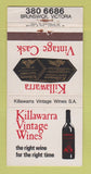 Matchbook Cover - Killawarra Wine Brunswick Victoria Australia WEAR 30 Strike