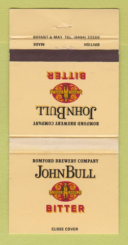 Matchbook Cover - John Bull Bitter Beer UK Romford WEAR 30 Strike