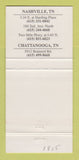 Matchbook Cover - Hooters Restaurants girlie Nashville Chattanooga TN 30 Strike