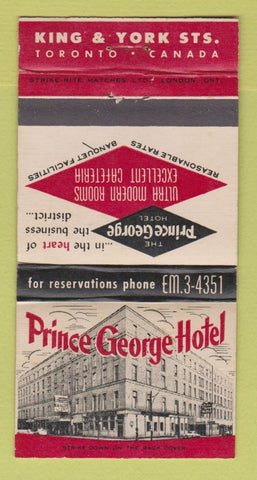 Matchbook Cover - Prince George Hotel Toronto ON 30 Strike