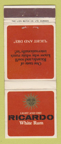 Matchbook Cover - Ricardo White Rum South Africa WEAR