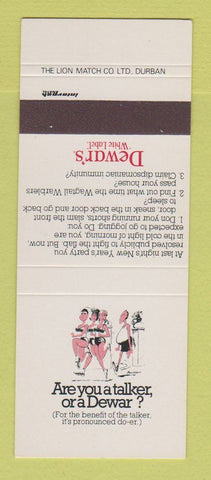 Matchbook Cover - Dewar's White Label Scotch Whiskey South Africa SAMPLE