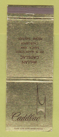 Matchbook Cover - Cadillac McLean Santa Ana CA WEAR