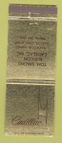 Matchbook Cover - Cadillac Tom Simons' Rubicon Dayton OH