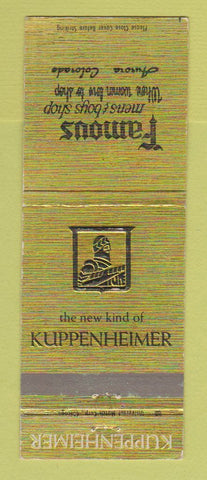 Matchbook Cover - Kuppenheimer Men's Clothes Famous Aurora Colorado WEAR