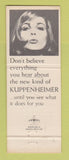 Matchbook Cover - Kuppenheimer Men's Clothes Famous Aurora Colorado WEAR