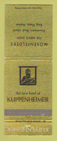 Matchbook Cover - Kuppenheimer Men's Clothes Mosenfelders Rock Island IL