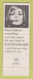 Matchbook Cover - Kuppenheimer Men's Clothes Roy Long Arcadia CA