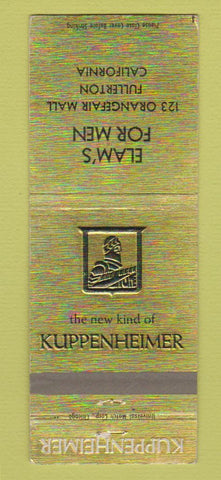 Matchbook Cover - Kuppenheimer Men's Clothes Elam's Fullerton CA