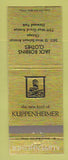 Matchbook Cover Kuppenheimer Men's Clothes Jack Robbins Elmwood Park Chicago IL