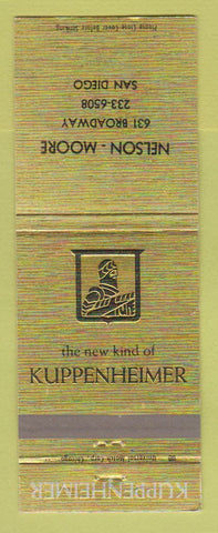 Matchbook Cover - Kuppenheimer Men's Clothes Nelson Moore San Diego CA