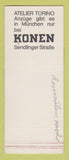 Matchbook Cover - Aselier Tovino Clothes Overbeck SAMPLE