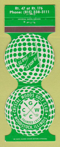 Matchbook Cover - Crystal Woods Golf Club Woodstock IL