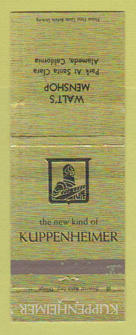 Matchbook Cover - Kuppenheimer Men's Clothes Walt's Alameda CA
