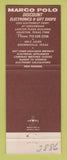 Matchbook Cover - Marco Polo Store Houston TX Electronics WEAR