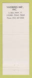 Matchbook Cover - Massey Ferguson Tractors Vassberg Lyford TX