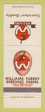 Matchbook Cover - Williams Turkey Breeding Farms Oakdale CA
